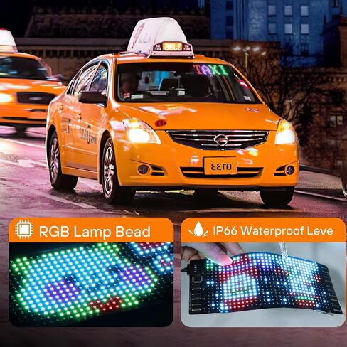 علامة LED RAYHOME لسيارة ، 7''x3''flesible LED Matrix Panel USB 5V Bluetooth Control DIY علامة تمرير قابلة للبرمجة لمهرجان حفل زفاف حفل سيارات in Kuwait