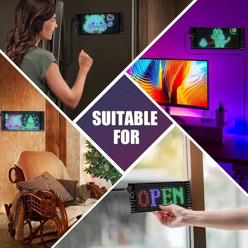 علامة LED RAYHOME لسيارة ، 7''x3''flesible LED Matrix Panel USB 5V Bluetooth Control DIY علامة تمرير قابلة للبرمجة لمهرجان حفل زفاف حفل سيارات in Kuwait
