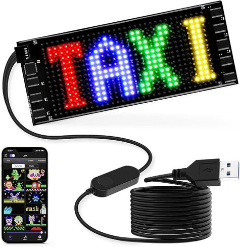 علامة LED RAYHOME لسيارة ، 7''x3''flesible LED Matrix Panel USB 5V Bluetooth Control DIY علامة تمرير قابلة للبرمجة لمهرجان حفل زفاف حفل سيارات in Kuwait
