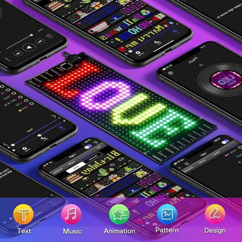 علامة LED RAYHOME لسيارة ، 7''x3''flesible LED Matrix Panel USB 5V Bluetooth Control DIY علامة تمرير قابلة للبرمجة لمهرجان حفل زفاف حفل سيارات in Kuwait