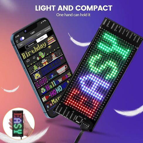 علامة LED RAYHOME لسيارة ، 7''x3''flesible LED Matrix Panel USB 5V Bluetooth Control DIY علامة تمرير قابلة للبرمجة لمهرجان حفل زفاف حفل سيارات in Kuwait