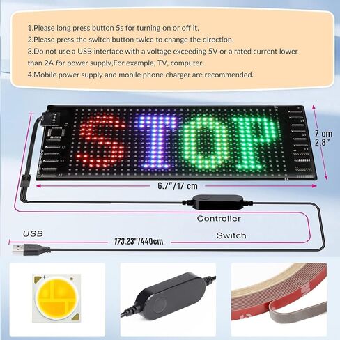 علامة LED RAYHOME لسيارة ، 7''x3''flesible LED Matrix Panel USB 5V Bluetooth Control DIY علامة تمرير قابلة للبرمجة لمهرجان حفل زفاف حفل سيارات in Kuwait