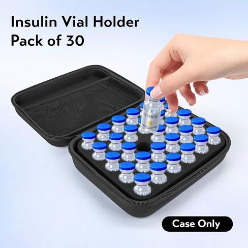 SMYV Insulin Vial Holder Storage Case for Fridge, Insulin Vial Protector Case Fits Standard 10ml U-100 Vials, 30 Slots in Kuwait