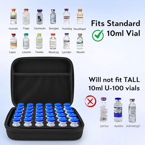 SMYV Insulin Vial Holder Storage Case for Fridge, Insulin Vial Protector Case Fits Standard 10ml U-100 Vials, 30 Slots in Kuwait