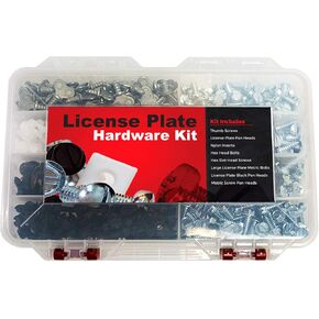 EZ458 License Plate Hardware Kit - 400 Piece Variety Pack, Stainless Steel Screws, Nylon Inserts, Black Screw Covers for License Plates, Frames & Covers