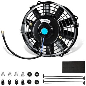 Muhize 7 بوصة طقم مروحة تبريد الرادياتير الكهربائية ، Universal Slim Fan المروحة عالية الأداء مروحة الدفع المبرد المبرد مع Mount Kit 12V 800 CFM أسود (حزمة 2) 2)