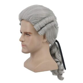 yuehong Long 18th Century Colonial Judge Wig George Washington Cosplay Costume Gentleman Lawyer Heat Resistant Synthetic Fibers Fluffy Durable Breathable Wig