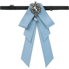 Women's Ribbon Brooch Necktie Rhinestone Bow Ties for Elegant Chic
