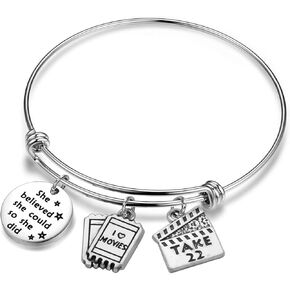 CHOROY Film Charm Bracelet Actress Bracelet Film Director Bracelet Graduation Gift for Film Students She Believe She Could So She Did