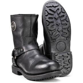 Milwaukee Leather MBM9042 Men's Black Ruf Leather Leather Short Short Motorcycle Boots W/Inside Zipper - 10