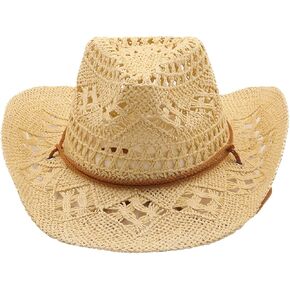 قبعات رعاة البقر الغربية للنساء للنساء قبعة رعاة البقر اللامعة لقبعة العطلات قبعة شاطئ الشاطئ مع حافة واسعة in Kuwait