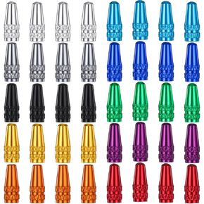 40 Pieces Presta Valve Caps, 10 Colors Bike Valve Cap, Aluminum Presta Valve Cover for Presta/French Valves Bike Tire Caps MTB Road Racing Bicycle, Hybrid Bike, Fat Bike, E-Bike, Rocket Style