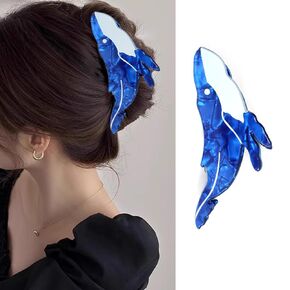 Novelty Small Fish Tank Hair Clip Summer Transparent Blue Hair Claw Clip Cute Small Goldfish Hair Jaw Clip Fish Bubbles Design Hair Catch Barrette Acrylic Nonslip Hair Accessories for Women Girls