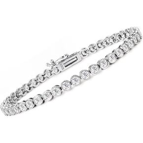 Moissanite Tennis Bracelet Women Men: 3MM 925 Sterling Silver 14k White Gold Plated 4.3CT VVS1 D Color Tennis Chain Bracelets Elegant Lab Diamond Moissanite Jewelry Anniversary Necklaces for Women Wife Mom