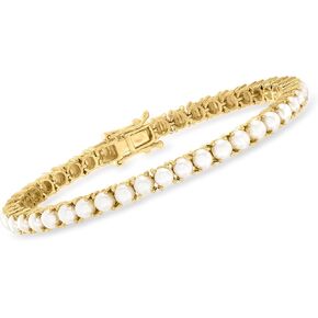 Ross-Simons 4mm Cultured Pearl Tennis Bracelet in 18kt Gold Over Sterling