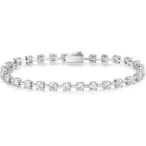 سوار تنس مويسانيت للنساء الرجال 925 الجنيه الاسترليني الفضة 3 مم/4 مم د اللون VVS1 Round Round Cut Bracelet Diamond Tennis مع شهادة GRA