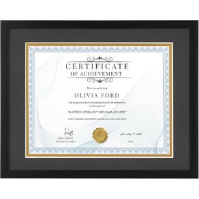 SYNTRIFIC Certificate Frames 8.5x11 Black Diploma Frame Clear Plexiglass Award Degree Document Frame Display 5x7 Pictures with Mat for Wall and Tabletop 1 Pack