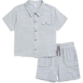 Splendid Boys Boardwalk Linen Short Sleeve Button Down Shirt and Shorts 2-piece Set