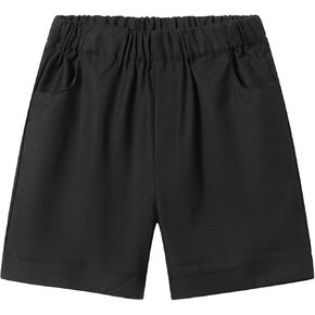 Boys Uniform Shorts Solid Elastic Waist Flat Front Dress Shorts with Pockets Size 5-16Y