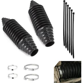 Car Rack and Pinion Boot Steering Rack Boot Tool Kit, 8.78" Non-detachable Steering Rack Dust Cover + 7.8" Cable Tie + 1.86" Clamp + 2.49" Clamp, Suitable for Cars (Black)