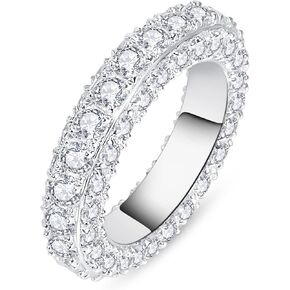 Moissanite Eternity Wide Ring Band For Women 18K White Glod Plated S925 Sterling Silver Moissanite Ring Jewelry Gift