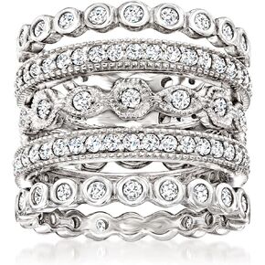 Ross-Simons 2.50 ct. t.w. CZ Jewelry Set: 5 Eternity Bands in Sterling Silver