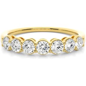 شراء المجوهرات الصلبة 10K الذهب فرقة الزفاف Moissanite نصف الأبدية خاتم الذكرى للنساء (G-H Color)