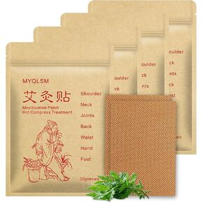 120pcs Muxibustion Patch Self-Heating Moxa Sticker Chinese Mugwort Leaf Foot Pads Relieve for Neck, Shoulder, Back, Waist, Hand, Feet, Joint, 7 * 10cm