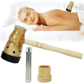 Barelove Moxa Stick Burner Holder, 葫芦灸 艾灸 Wooden Moxa Strips Mugwort Moxibustion Keeper Box Acupoint Massage Treatment Tool, Portable Moxa Healing Box for Health Maintenance Theropy