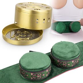 مربع Moxa النحاسي الذي لا يدخن ، أداة معالجة الخزان النحاسي moxibustion ، صندوق مستمع moxibustion لركبة الرقبة الخصر الظهر إزالة الرطوبة ، AI jiu 艾草 艾灸盒 (3 حالة moxa)