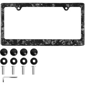 Carbon Fiber License Plate Frame- Real Carbon Fiber License Plate Trim, License Plate Bezel with Screws for Cars Forged Pattern Carbon Fiber
