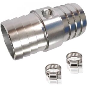 1" OD Hose Connector with 1/8" NPT Port Steam Tube Adapter Top Radiator for LS swap Steam/Coolant Hose Crossover Splice with 2 Hose Clamps