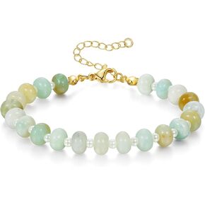 KissYan Beaded Bracelets for Women, Colorful Gemstone Boho Bead Bracelet for Beach, Natural Stone Handmade Summer Jewelry Gifts