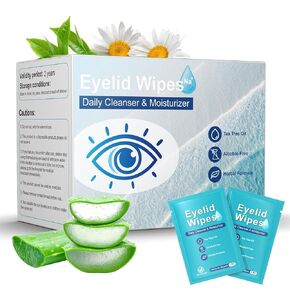 30PCS Eyelid & Lash Wipes for Itchy & Dry Eyes, Tea Tree Oil Eyelid Wipes for Styes & Blepharitis, Daily Eye Cleansing Wipes, Hypoallergenic & Soothing For Sensitive Eyes, Stay Hydrated Lid Wipes