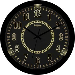 Night Light LED Wall Clock Glow in The Dark 12.8 Inch Silent Lighted up Adjustable Brightness Battery Operated Wall Clock for Living Room Kitchen Kid's&Elderly Room(Date)