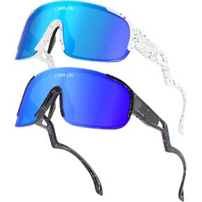 2PCS Kids Sunglasses ، نظارات البيسبول للشباب لـ 6-14 Boys Girls ، UV400 نظارات رياضية لركوب الدراجات ، التسلق ، الكرة اللينة