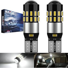 6000K White W5W 194 LED لمبة Sidelight ، الضوء الداخلي ، لمبة لوحة الترخيص ، 168 T10 LED لمبة Canbus خالية ، 921 2825 لمبة LED لضوء شحن الجذع Dome Map ، 912 LED Bulb T10 Bulb (2 حزمة)