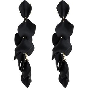 Long Acrylic Rose Petal Earrings Floral Flower Tassel Earrings Dangle Earrings Resin Rose Flower Long Tassel Sexy Leaves Floral Drop Earrings Bohemian Petal Flower Statement Earrings