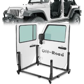 Adjustable Hard Top Carrier Hardtop Storage Cart Compatible with 1976-2025 Jeep Wrangler JK JL YJ TJ JKU JLU Unlimited and Newer Jeep Wrangler CJ-7 Sliding Bracket Rack Movable, 2/4 Door-Black
