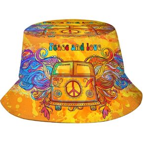 Psychedelic Trippy Peace Bucket Hats for Women Men Packable Outdoor Travel Beach Sun Hat Rave Festival Outfits Accessories for Women