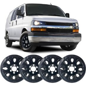 4PCS 17" Wheel Skins Rim Simulators Hubcaps Covers Compatible with 2005-2015 Chevy Silverado 1500/Avalanche/Suburban/Tahoe/Express 1500 Series Van,IMP-64X-17, IMP-64X, Black
