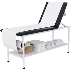 27.6" Width Comfortable Folding Medical Exam Table Backrest Adjustable with Paper Towel Holder, Exercise Therapy Table with Folding Legs, Message Bed for Home Use, Clinic, Hospital, Chiropractic