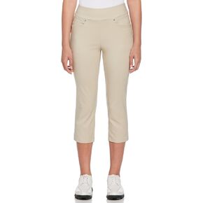 PGA TOUR Women's 22" Pull-on Golf Capri Pants with Tummy Control, Performance Stretch, Moisture-Wicking, Sun Protection