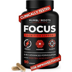 8-IN-1 All-Natural Nootropic Supplement for Focus, Energy, & Memory Support | Organic Lion's Mane & Rhodiola | Cognizin Citicoline & CognatiQ | Caffeine & L-Theanine | Huperzine-A & Vitamin B12
