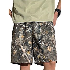 Oyoangle Boy's Camo Track Shorts raintring الخصر فضفاضة ملائمة الساق على مستقيم طول الركبة