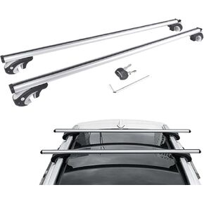 55 Inch Universal Aluminum Luggage Rack Crossbar Minimized Wind Noise Adjustable Roof Rack Cross Bars Fits Raised Side Rail with Gap - 200 lbs Load Capacity Aluminum Locking Crossbars