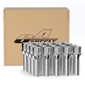 Gasupply 12x1.5 Lug Bolts compaable مع E82 E88 E91 E92 E93 E36 E30 E90 E28 E24 E23 ، 12-1.5 45 مم براغي/مسامير مخروطة لما بعد البيع 20 مم ، Black ، 20PCS ، 20PCS ، 20PCS