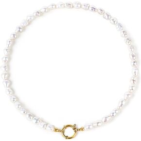 Gold Baroque Pearl Necklace with Toggle Clasp, 8-12mm AAA Freshwater Pearls, 18K Gold PVD-Coated Chain, Versatile Everyday Jewelry
