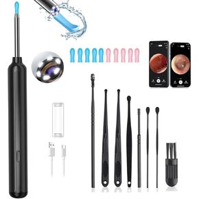 Ear Wax Removal, Ear Wax Removal Tool Camera with 1080P and 6 LED Lights, Ear Cleaner with 10 Replacement Tips, Earwax Removal Kit with Camera and 7 Pcs Ear Picks for Android/iOS