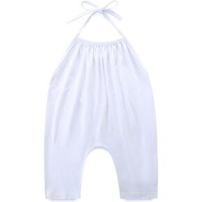 Toddler Girls Backless Strap Slouch Romper Cute Halter Jumpsuit Pants With Pockets Summer One Piece Outfit Clothes